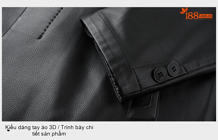 Áo Khoác Da Nam Cổ Bẻ Dáng Ôm Vừa Màu Đen, Nâu chi tiết 21