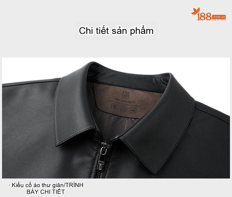 Áo Khoác Da Nam Có Cổ Phong Cách Doanh Nhân Lịch Lãm Màu Đen, Nâu chi tiết 19