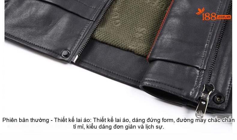 Áo Khoác Da Nam Da Cừu Cổ Trụ Kiểu Dáng Doanh Nhân Màu Đen, Nâu chi tiết 24