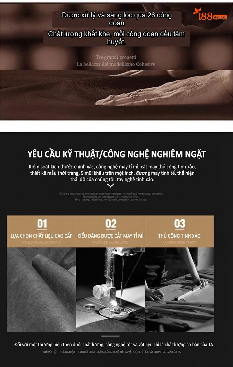 Áo Khoác Da Nam Da Cừu Cổ Trụ Kiểu Dáng Doanh Nhân Màu Đen, Nâu chi tiết 2