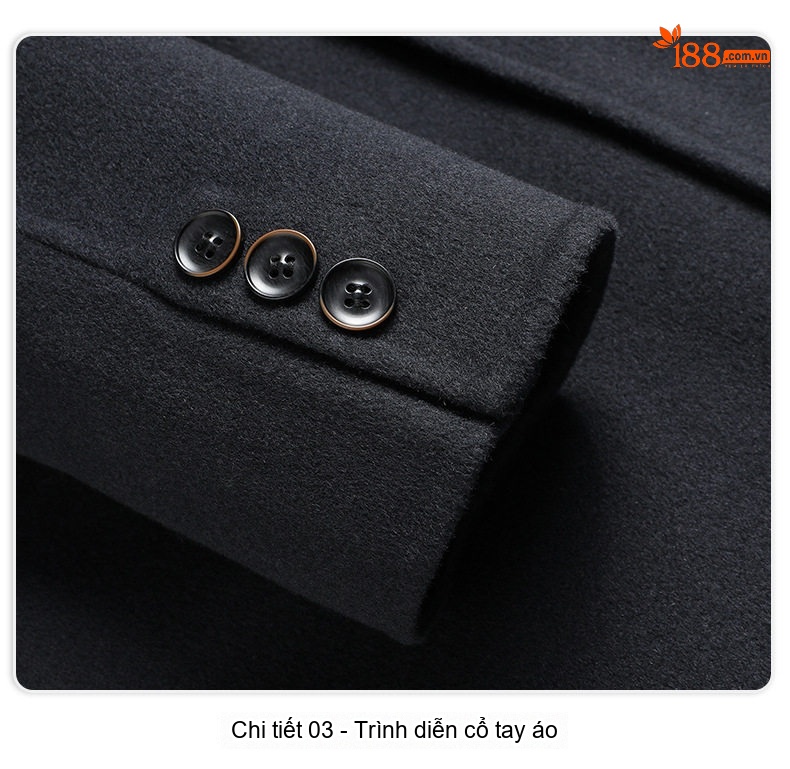 Áo Khoác Dạ Nam Dáng Dài 100% Lông Cừu Màu Nâu, Xám, Đen chi tiết 22