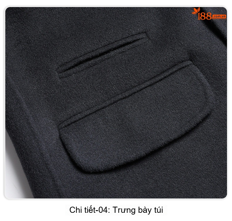 Áo Khoác Dạ Nam Dáng Dài 100% Lông Cừu Màu Nâu, Xám, Đen chi tiết 23
