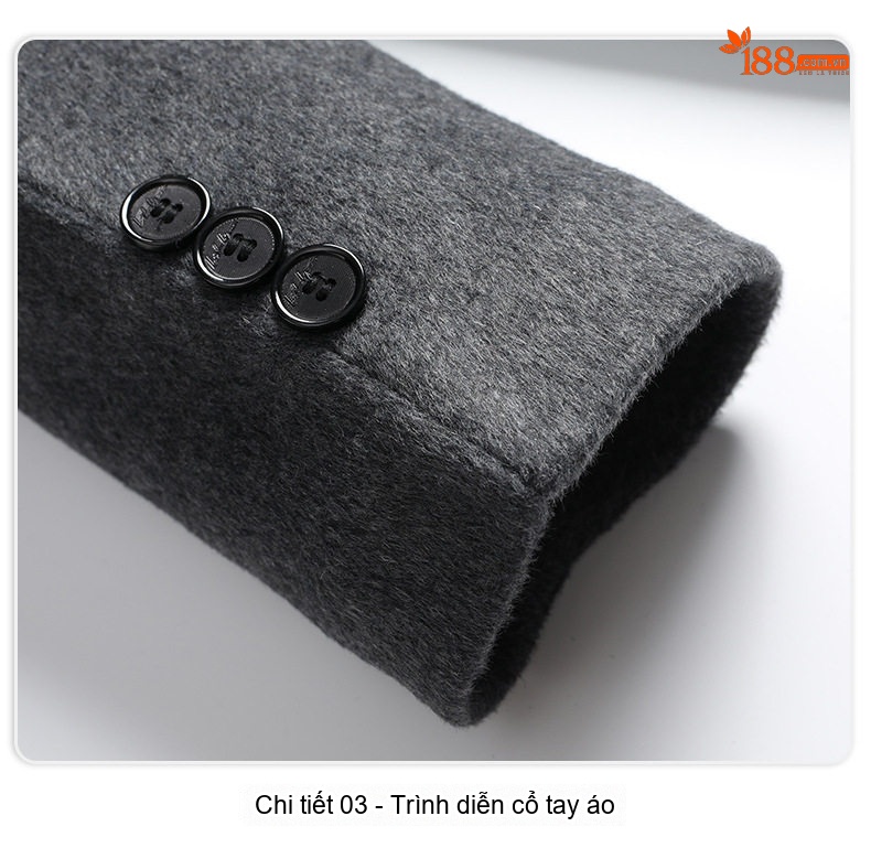 Áo Khoác Dạ Nam Dáng Dài Cổ Bẻ Lót Lông Cừu Cashmere Màu Đen, Xám, Xanh Navy chi tiết 19