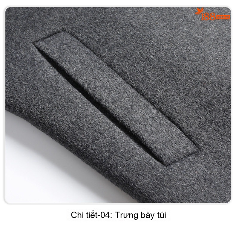 Áo Khoác Dạ Nam Dáng Dài Cổ Bẻ Lót Lông Cừu Cashmere Màu Đen, Xám, Xanh Navy chi tiết 20
