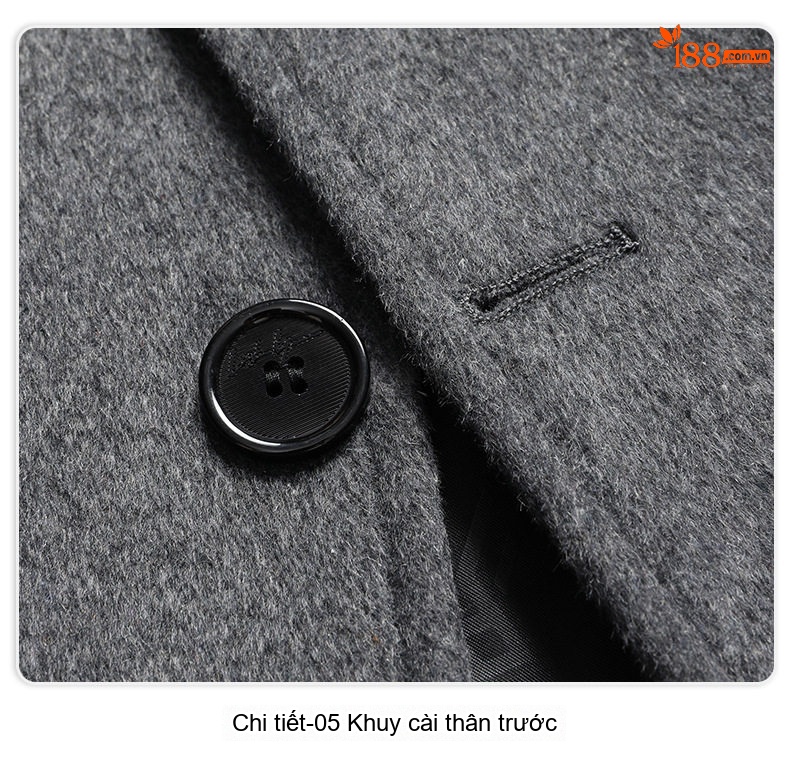 Áo Khoác Dạ Nam Dáng Dài Cổ Bẻ Lót Lông Cừu Cashmere Màu Đen, Xám, Xanh Navy chi tiết 21