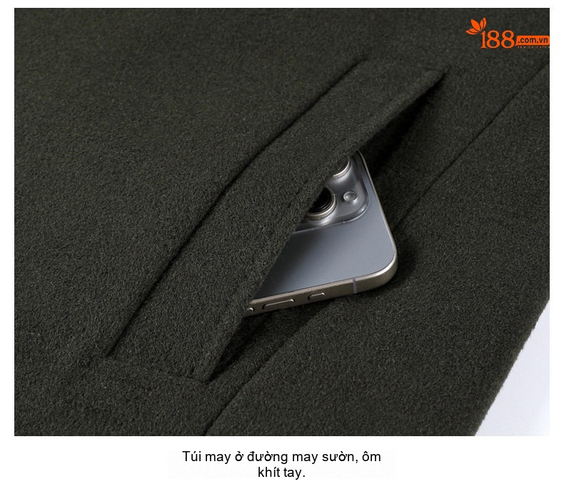 Áo Khoác Dạ Nam Dáng Dài Cổ chữ Vest Lông Cừu Màu Đen, Nâu, Xanh Navy, Xanh Rêu chi tiết 30