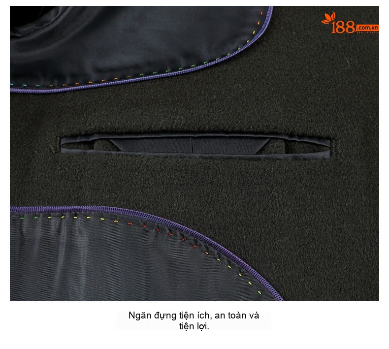 Áo Khoác Dạ Nam Dáng Dài Cổ chữ Vest Lông Cừu Màu Đen, Nâu, Xanh Navy, Xanh Rêu chi tiết 32