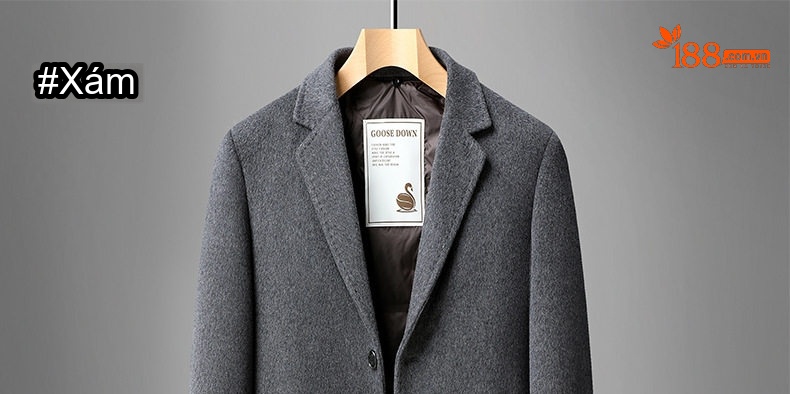 Áo Khoác Dạ Nam Dáng Dài Cổ chữ Vest Lót Lông Vũ Tháo Rời Màu Nâu, Đen, Xám chi tiết 15