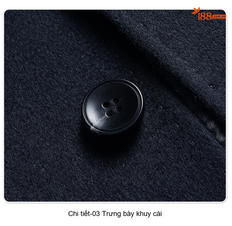 Áo Khoác Dạ Nam Dáng Dài Cổ Lông Chồn Lót Lông Thỏ Pha Lông Dê, Len Lông Cừu, Tơ Tằm Màu Xanh Navy chi tiết 20