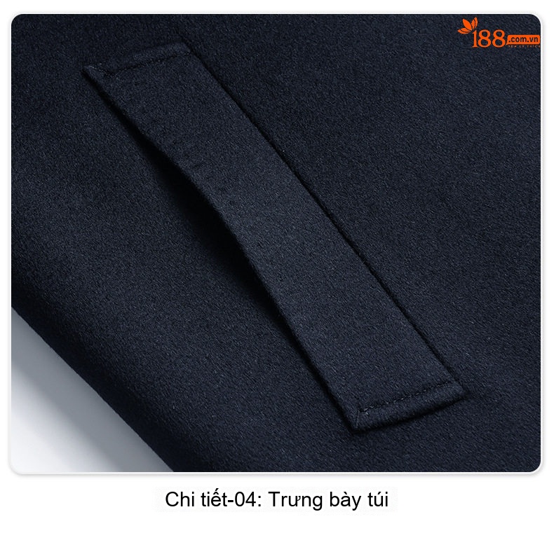 Áo Khoác Dạ Nam Dáng Dài Cổ Lông Chồn Lót Lông Thỏ Pha Lông Dê, Len Lông Cừu, Tơ Tằm Màu Xanh Navy chi tiết 21