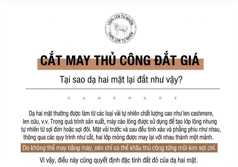 Áo Khoác Dạ Nam Dáng Dài Cổ Lông Chồn Lót Lông Thỏ Pha Lông Dê, Len Lông Cừu, Tơ Tằm Màu Xanh Navy chi tiết 5