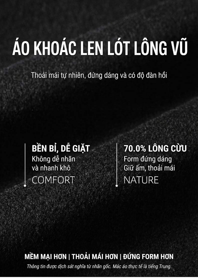 Áo Khoác Dạ Nam Dáng Dài Có Mũ Trùm Đầu Lót Lông Vũ Ấm Áp Màu Đen, Nâu chi tiết 1