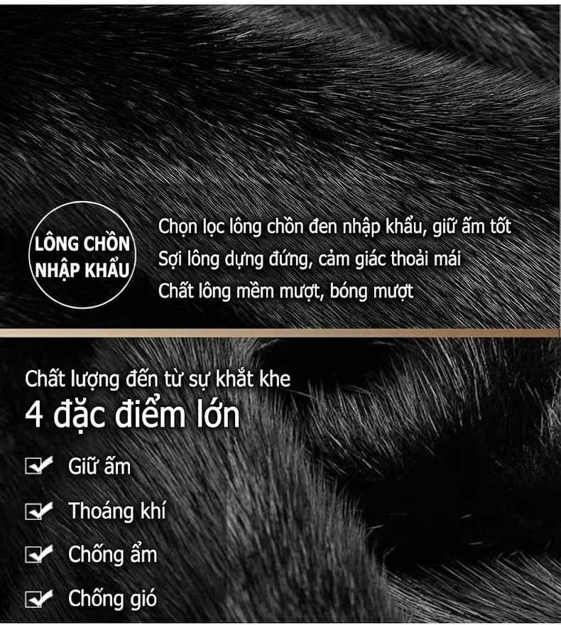 Áo Khoác Da Nam Dáng Dài Da Cừu Lót Lông Chồn Cổ Lông Chồn Màu Đen chi tiết 7