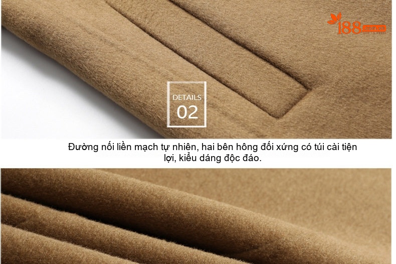 Áo Khoác Dạ Nam Dáng Dài Double Breasted Thủ Công Màu Đen, Nâu, Be chi tiết 13