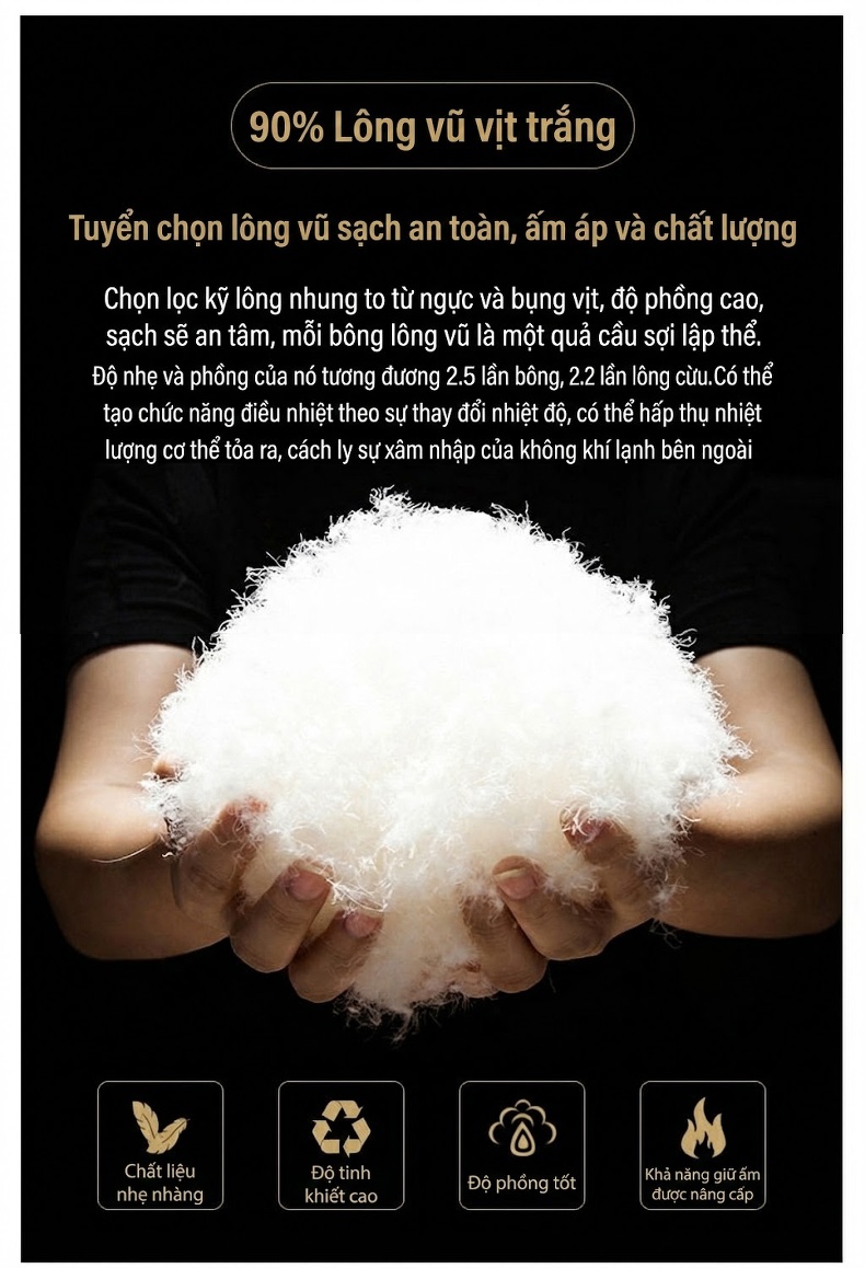 Áo Khoác Dạ Nam Dáng Dài Hai Hàng Khuy Lót Lông Vũ Trắng Tháo Rời Được chi tiết 7