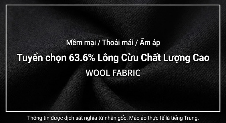 Áo Khoác Dạ Nam Dáng Dài Hai Mặt Lông Cừu Màu Đen chi tiết 31
