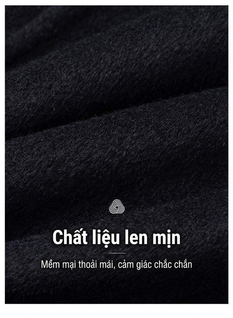 Áo Khoác Dạ Nam Dáng Dài Hai Mặt Lót Lông Vũ Có Thể Tháo Rời Màu Xanh Navy chi tiết 5