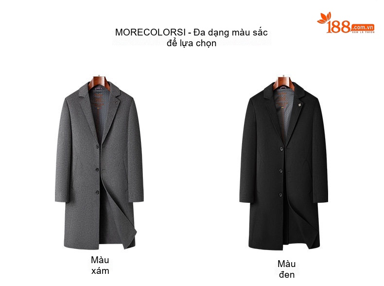 Áo Khoác Dạ Nam Dáng Dài Len Lông Cừu Hai Mặt Phong Cách Business Casual Màu Đen, Xám chi tiết 6