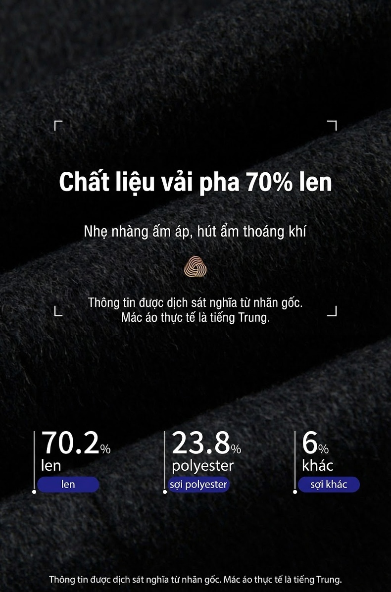 Áo Khoác Dạ Nam Dáng Dài Len Lông Cừu Hai Mặt Phong Cách Business Casual Màu Đen, Xám chi tiết 2