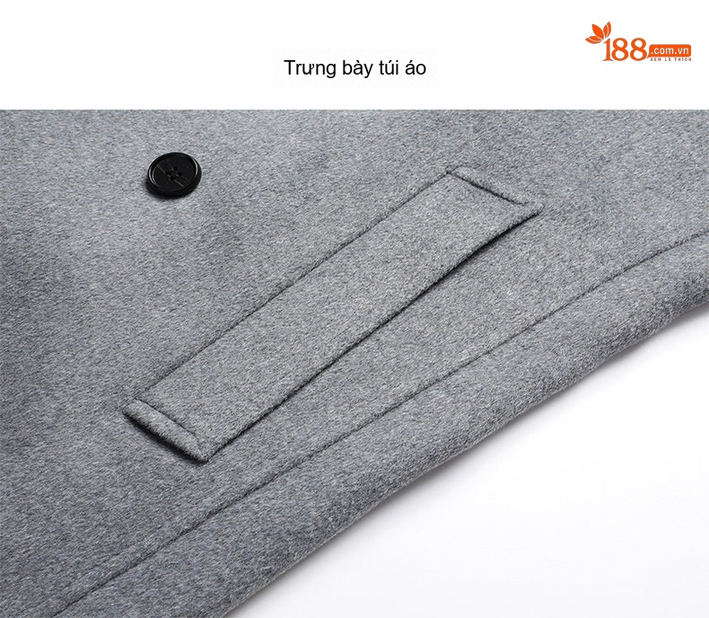 Áo Khoác Dạ Nam Dáng Dài Lông Cừu Hai Hàng Khuy Cổ chữ Vest Thu Đông Màu Đen, Xám, Nâu chi tiết 15