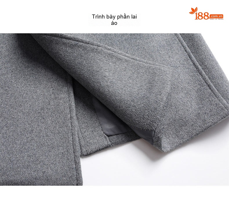 Áo Khoác Dạ Nam Dáng Dài Lông Cừu Hai Hàng Khuy Cổ chữ Vest Thu Đông Màu Đen, Xám, Nâu chi tiết 17