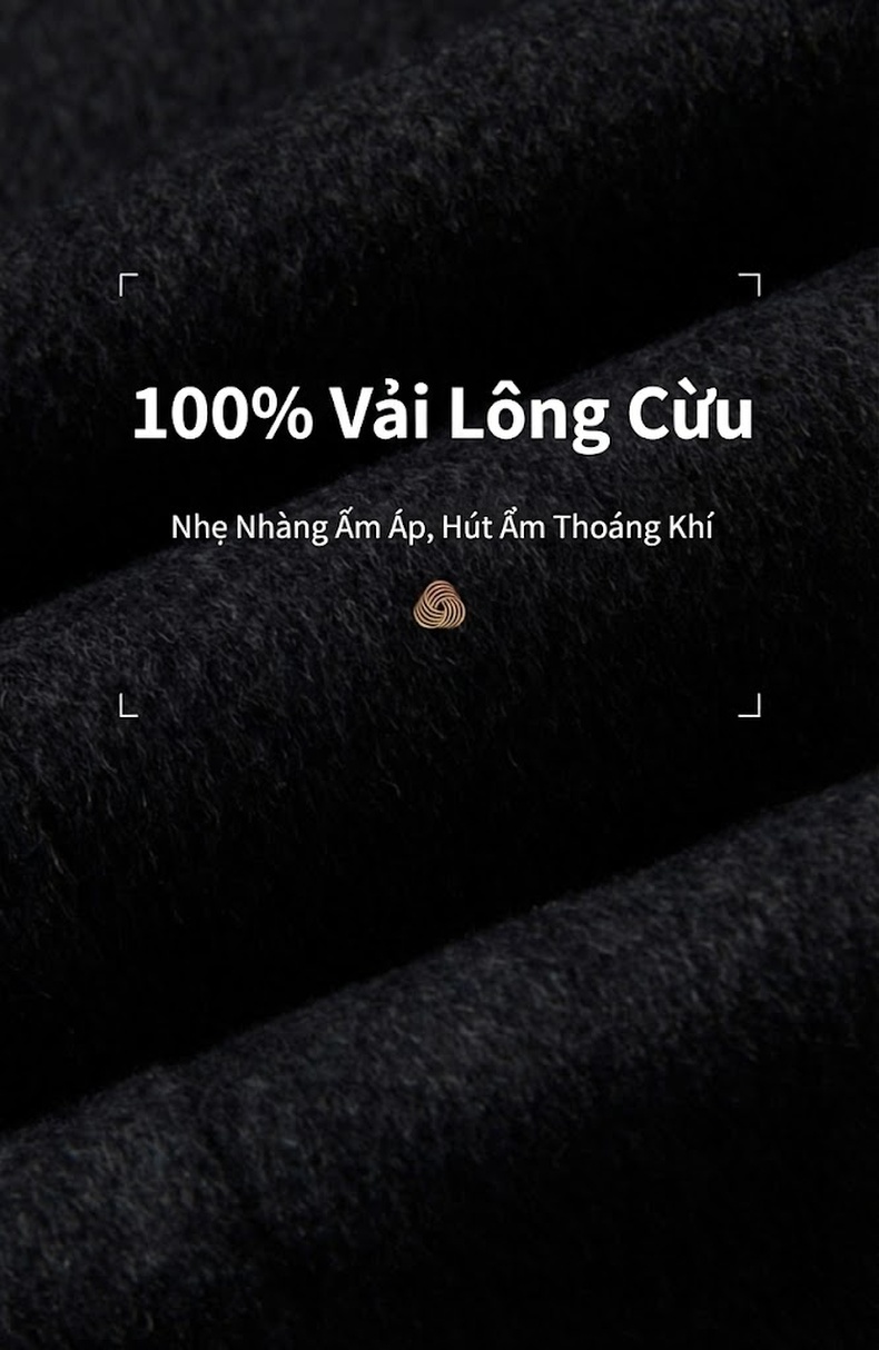 Áo Khoác Dạ Nam Dáng Dài Lông Cừu Nguyên Chất Hai Hàng Khuy Phong Cách Business Màu Nâu, Be, Xám, Đen chi tiết 3