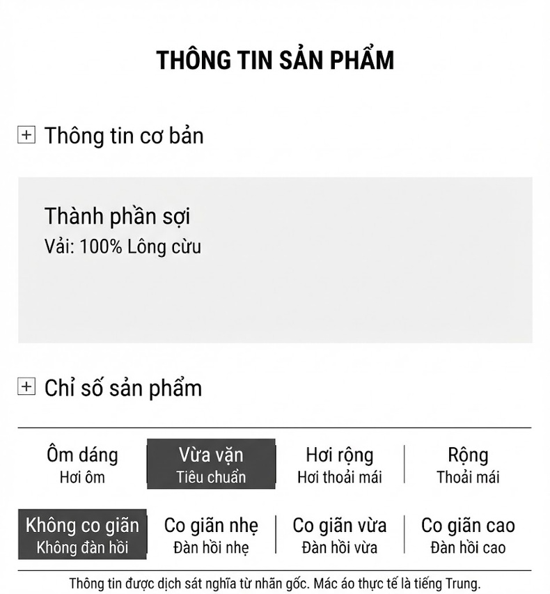 Áo Khoác Dạ Nam Dáng Dài Lông Cừu Nguyên Chất Hai Hàng Khuy Phong Cách Business Màu Nâu, Be, Xám, Đen chi tiết 8