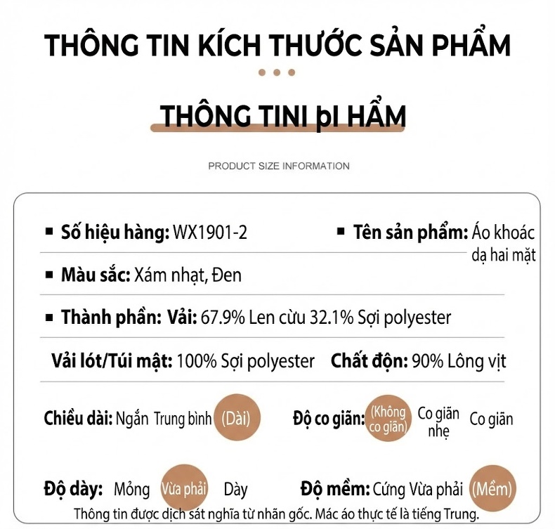 Áo Khoác Dạ Nam Dáng Dài Lớp Lót Lông Tháo Rời Màu Xám, Đen chi tiết 14