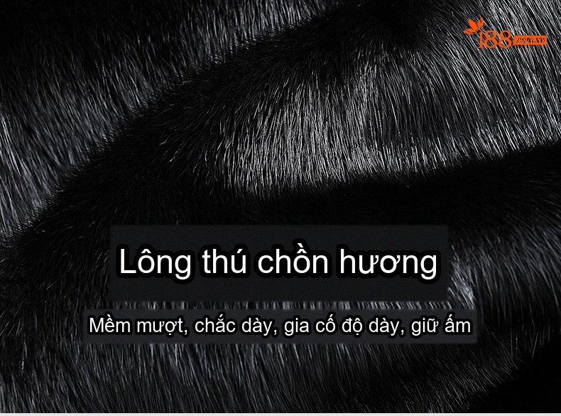 Áo Khoác Da Nam Dáng Dài Lót Lông Chồn Thật Da Dê Màu Đen chi tiết 5