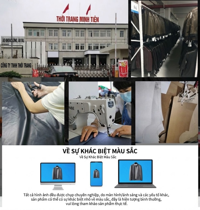 Áo Khoác Da Nam Dáng Dài Lót Lông Chồn Thật Da Dê Màu Đen chi tiết 16