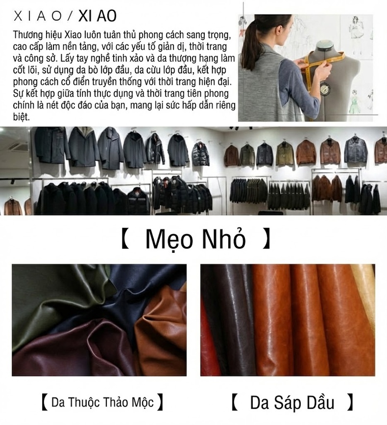 Áo Khoác Da Nam Dáng Dài Lót Lông Chồn Thật Da Dê Màu Đen chi tiết 17