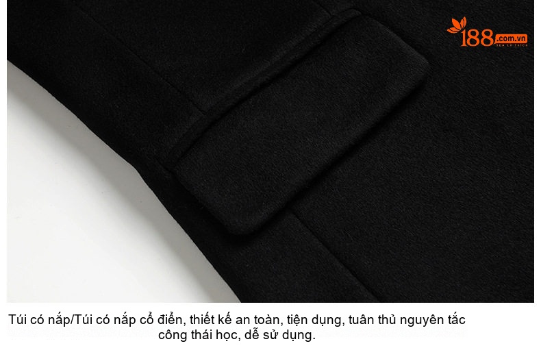 Áo Khoác Dạ Nam Dáng Dài Lót Lông Cừu Dày Dặn Màu Đen, Xám chi tiết 29