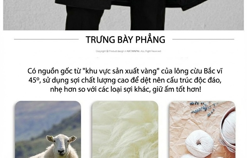 Áo Khoác Dạ Nam Dáng Dài Lót Lông Cừu Dày Dặn Màu Đen, Xám chi tiết 15