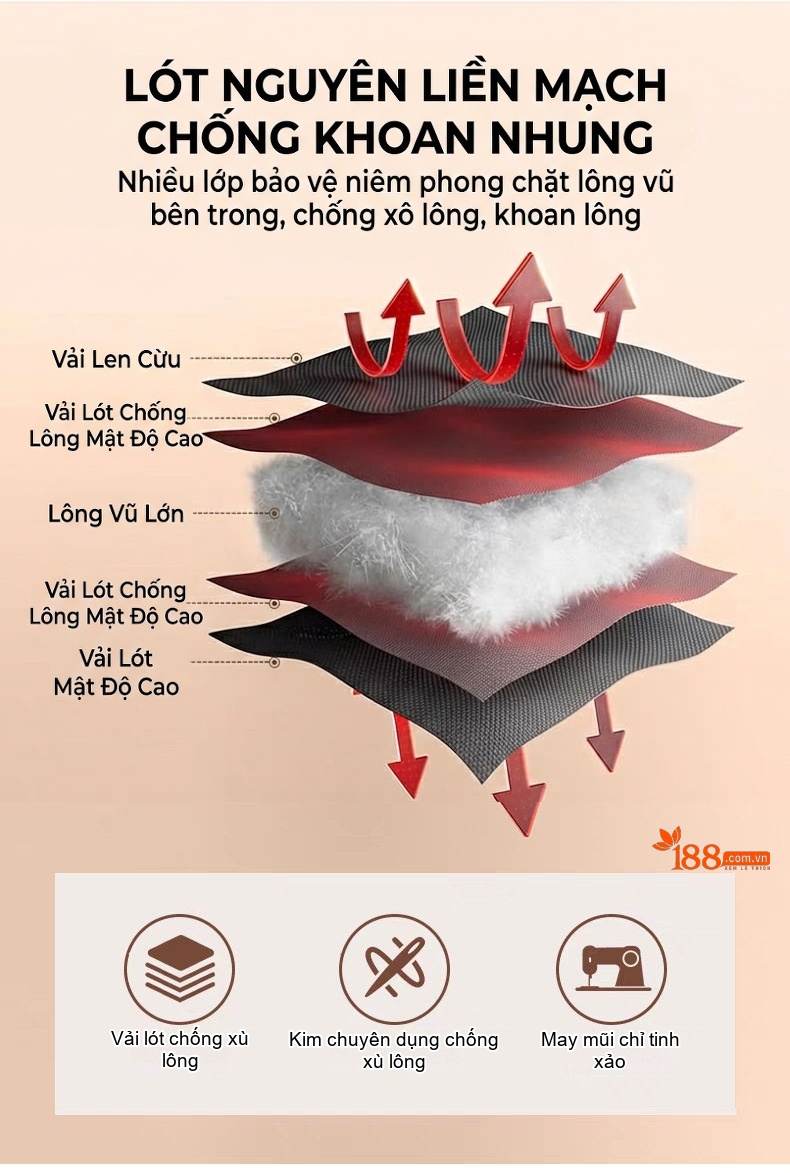Áo Khoác Dạ Nam Dáng Dài Lót Lông Ngỗng Tháo Rời Màu Xám, Đen, Xanh Navy chi tiết 9