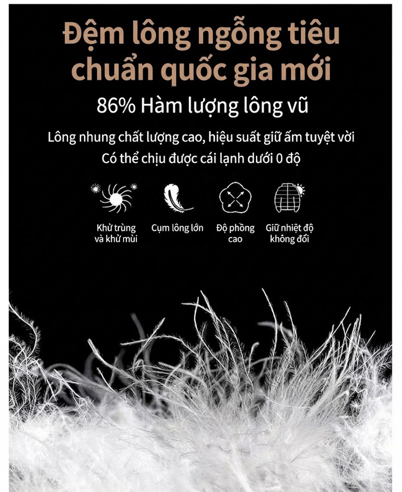 Áo Khoác Dạ Nam Dáng Dài Lót Lông Thỏ, Lông Ngỗng Màu Xám, Đen chi tiết 8