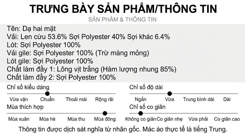 Áo Khoác Dạ Nam Dáng Dài Lót Lông Vũ Dày Dặn Màu Xám, Nâu, Đen chi tiết 7