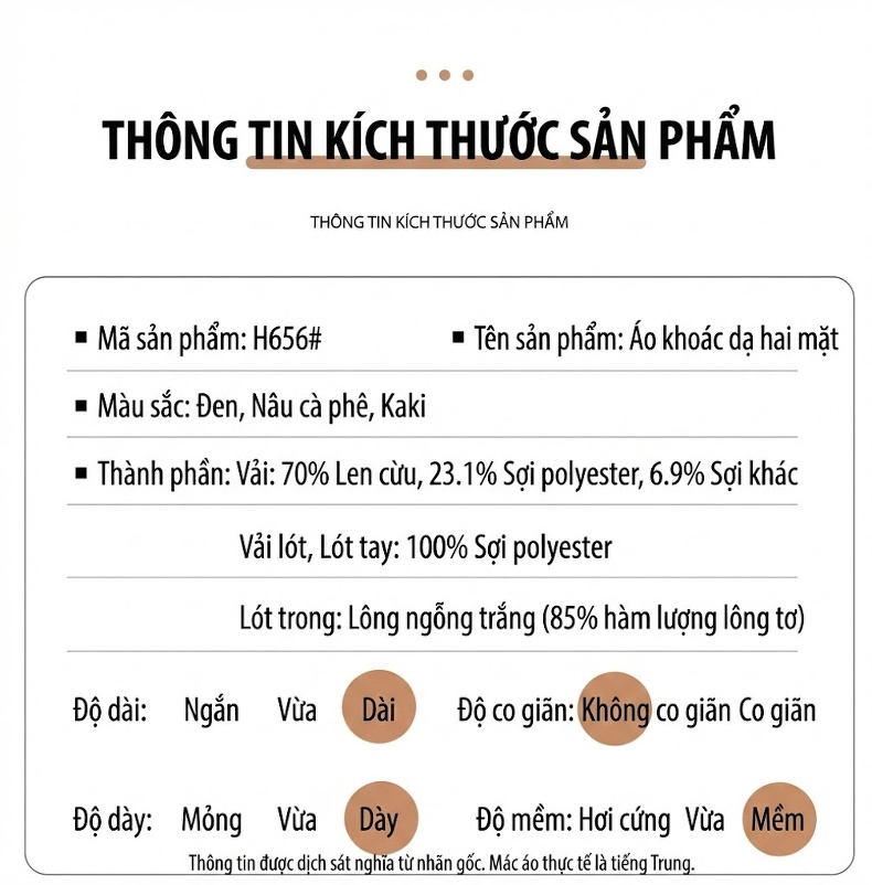 Áo Khoác Dạ Nam Dáng Dài Lót Lông Vũ Tháo Rời Màu Be, Xám, Đen chi tiết 16