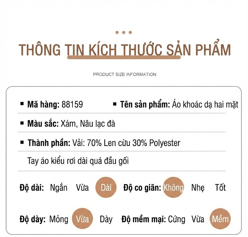 Áo Khoác Dạ Nam Dáng Dài Overknee Tay Lỡ Cúc Đôi Lông Cừu Hai Mặt Màu Xám, Nâu chi tiết 13