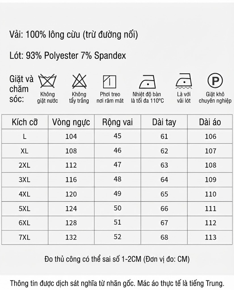 Áo Khoác Dạ Nam Dáng Dài Quá Gối Hai Mặt Lông Cừu Màu Đen chi tiết 4