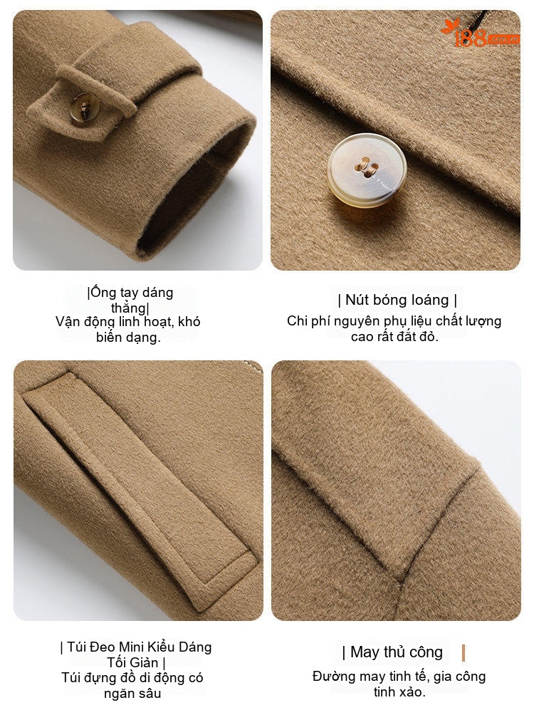 Áo Khoác Dạ Nam Dáng Dài Thiết Kế Minh Họa Phong Cách Hàn Quốc, Mỹ Màu Be, Đen, Xám, Nâu chi tiết 25