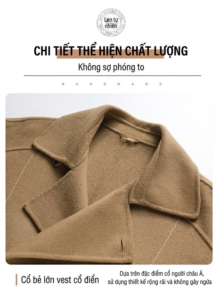 Áo Khoác Dạ Nam Dáng Dài Thiết Kế Minh Họa Phong Cách Hàn Quốc, Mỹ Màu Be, Đen, Xám, Nâu chi tiết 26