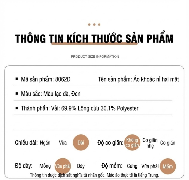 Áo Khoác Dạ Nam Dáng Dài Thiết Kế Minh Họa Phong Cách Hàn Quốc, Mỹ Màu Be, Đen, Xám, Nâu chi tiết 14