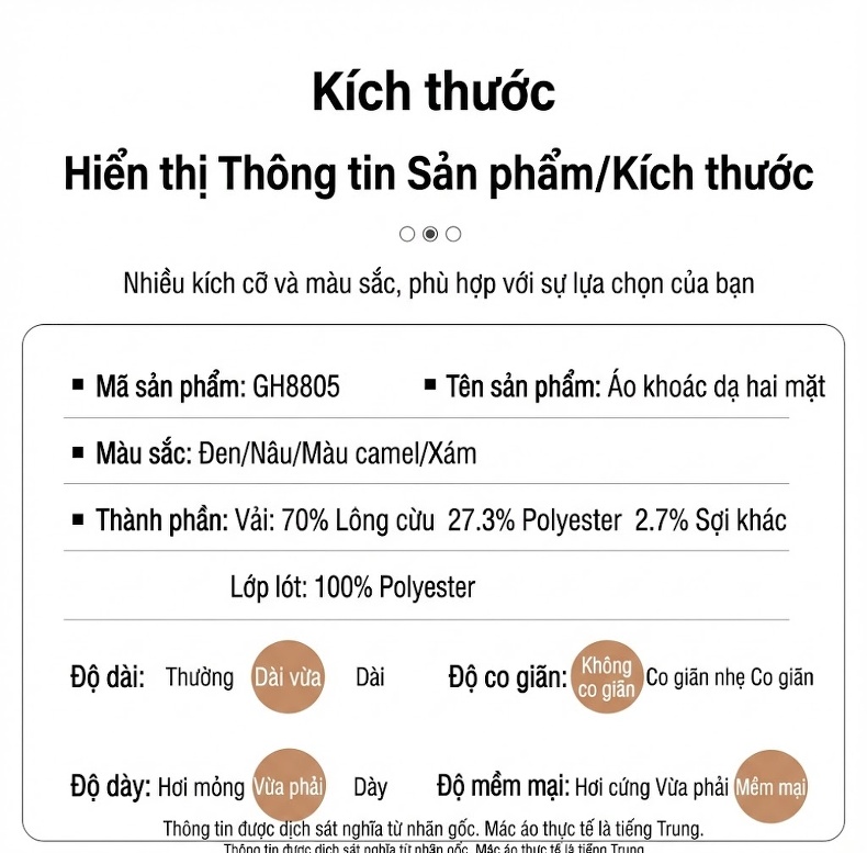 Áo Khoác Dạ Nam Dáng Dài Thủ Công Chất Liệu Lông Cừu Màu Xám, Xám Đậm, Xanh Rêu, Đen chi tiết 10