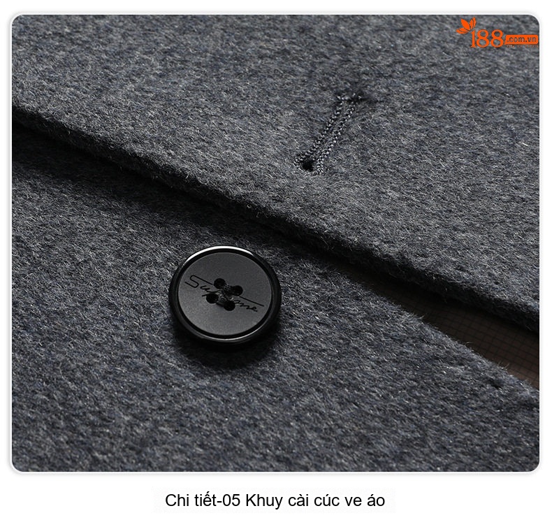 Áo Khoác Dạ Nam Dáng Dài Thủ Công Lớp Lót Lông Vũ Màu Đen, Xám chi tiết 25