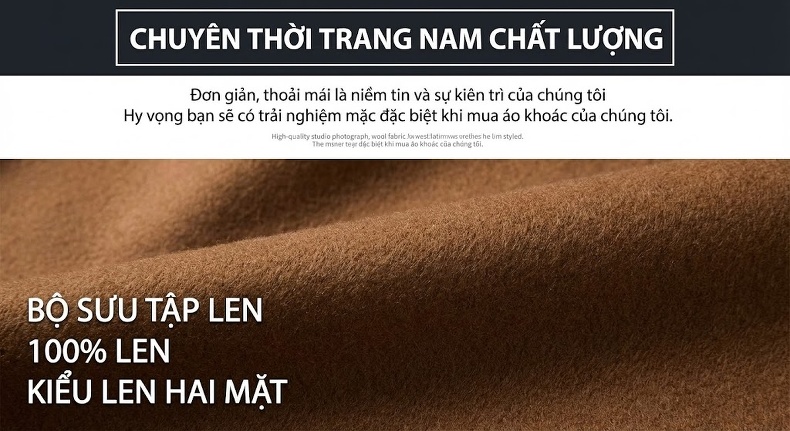 Áo Khoác Dạ Nam Dáng Dài Vừa Áo Khoác Thu Đông Cổ chữ Vest Lông Cừu Nguyên Chất Hai Mặt Phong Cách Doanh Nhân Màu Be, Xám, Đen chi tiết 2