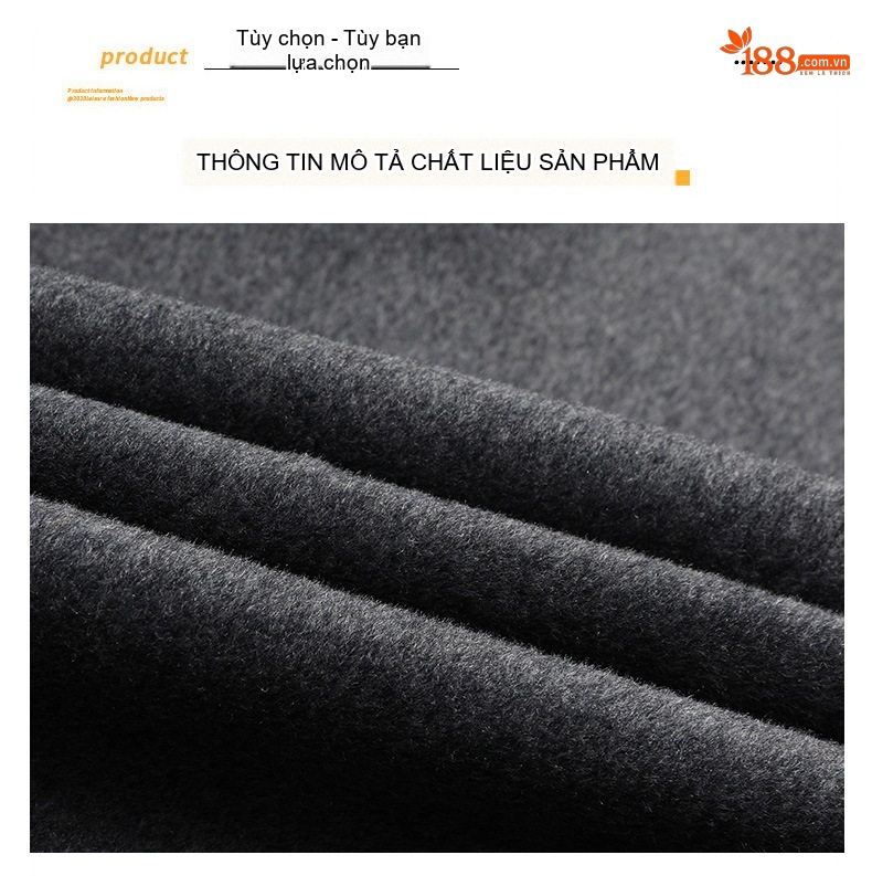 Áo Khoác Dạ Nam Dáng Dài Vừa Cổ chữ Vest Hai Hàng Khuy Lót Lông Vũ Tháo Rời Màu Đen, Nâu, Xám chi tiết 5