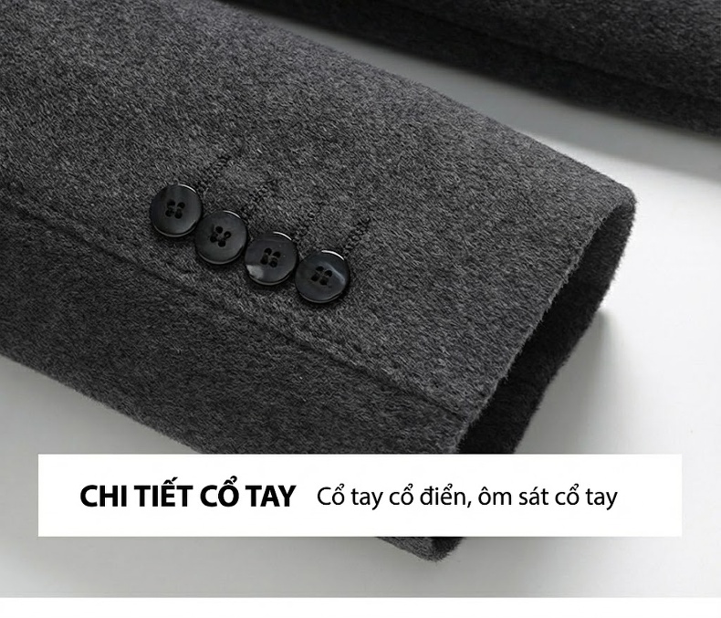 Áo Khoác Dạ Nam Dáng Dài Vừa Cổ chữ Vest Hai Hàng Khuy Lót Lông Vũ Tháo Rời Màu Đen, Nâu, Xám chi tiết 19