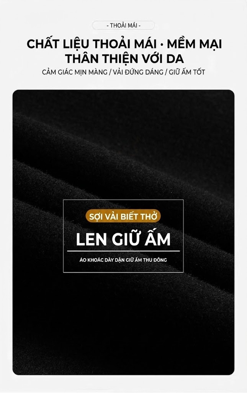 Áo Khoác Dạ Nam Dáng Dài Vừa Cổ chữ Vest Lớp Lót Lông Vũ Tháo Rời Màu Đen, Nâu chi tiết 6