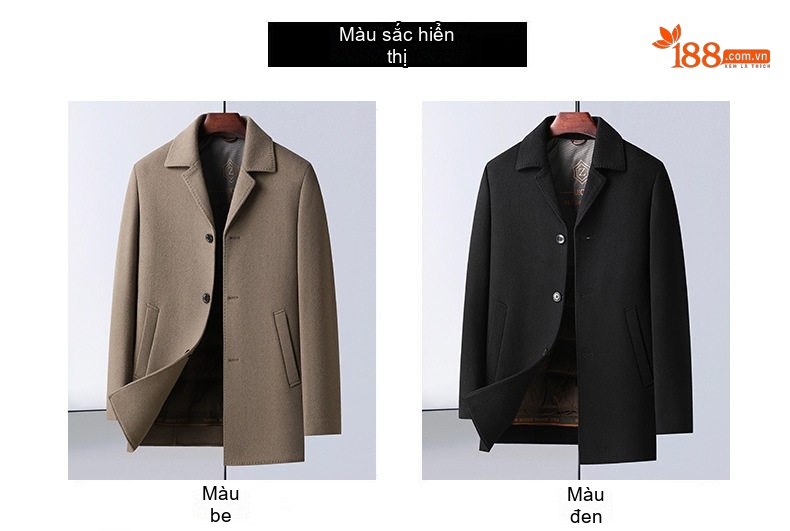 Áo Khoác Dạ Nam Dáng Dài Vừa Cổ chữ Vest Lớp Lót Lông Vũ Tháo Rời Màu Đen, Nâu chi tiết 8