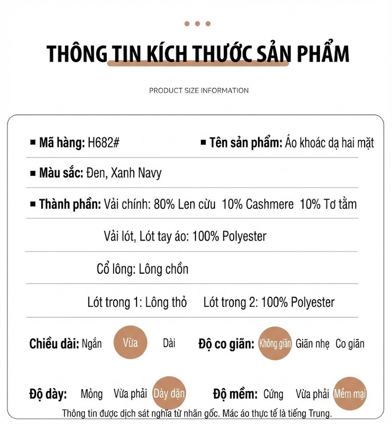 Áo Khoác Dạ Nam Dáng Dài Vừa Cổ Lông Chồn, Lót Lông Thỏ, Lông Cừu, Cashmere, Tơ Tằm Màu Xanh Navy chi tiết 14